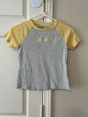 Thereabouts Girls Y2K Ribbed Raglan Tee Embroidered Floral Detail Size Large 14